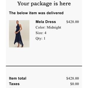Reformation mela midnight dress- new